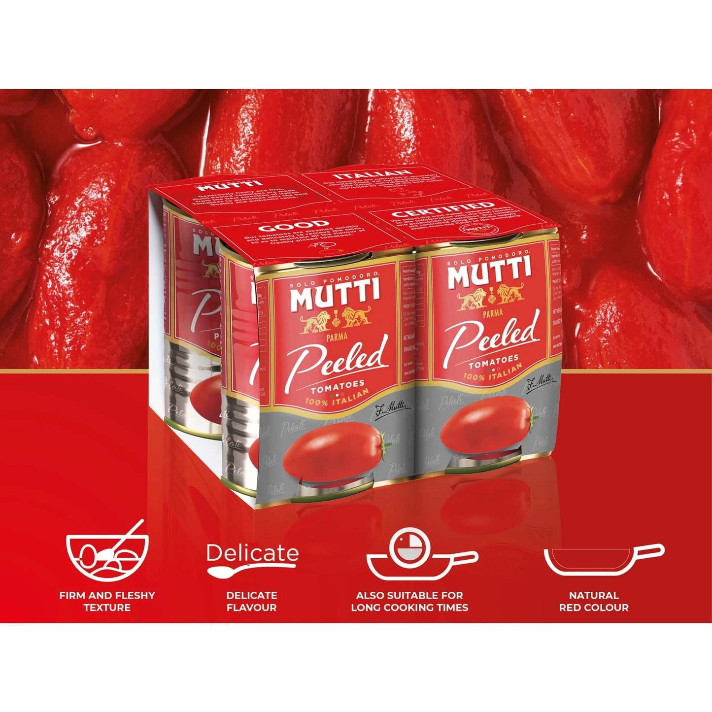Peeled Whole Plum Tomatoes 4x400g by MUTTI