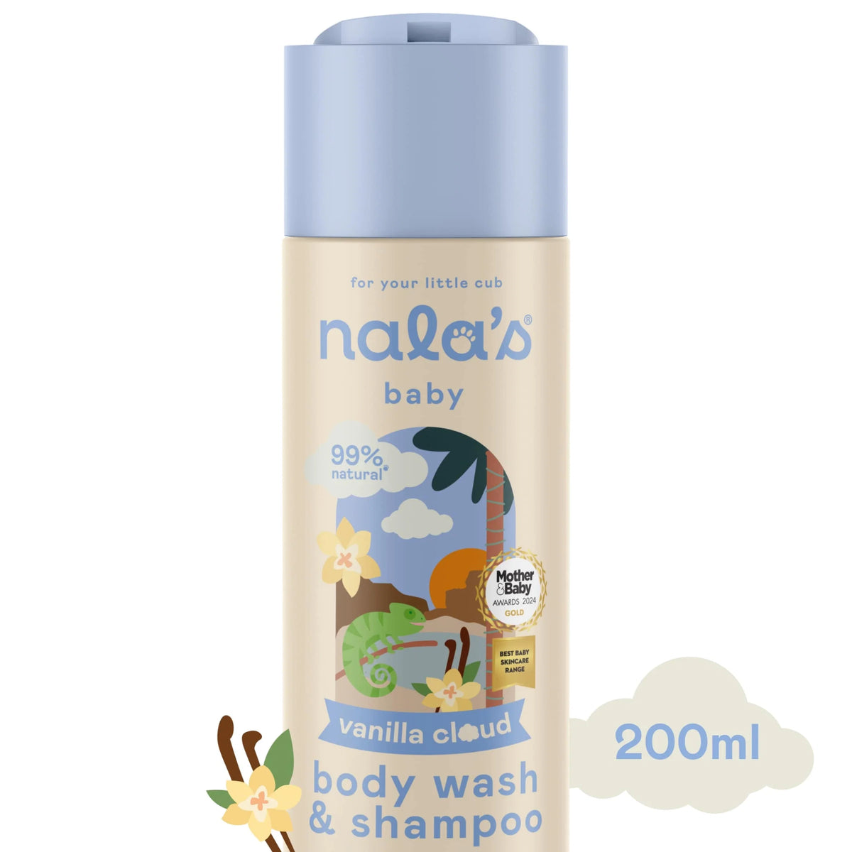 Baby Body Wash & Shampoo Vanilla Cloud 200ml by nala's