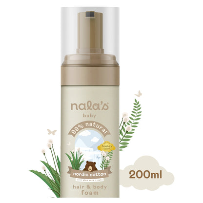 Baby Hair & Body Foam Nordic Cotton by nala's at The British Vault