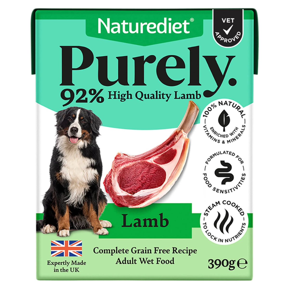 Purely Lamb Wet Adult Dog Food 390g by Naturediet at The British Vault