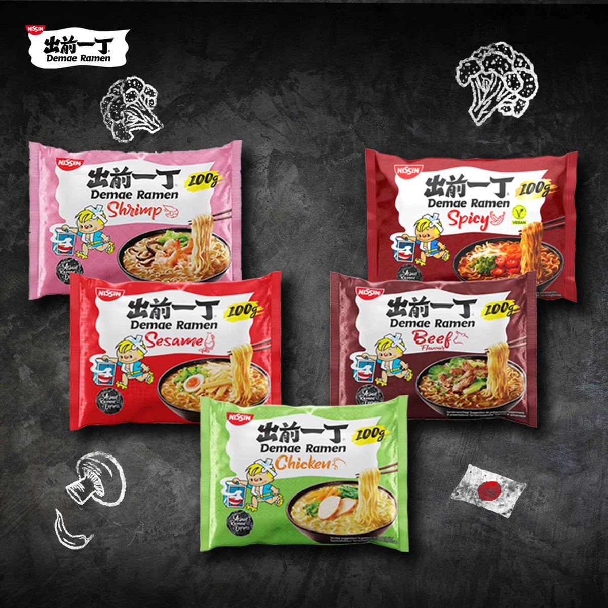Demae Ramen Noodles - Spicy 100g by NISSIN