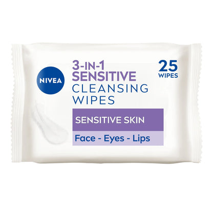 3-in-1 Sensitive Cleansing Wipes 25 Pack by NIVEA