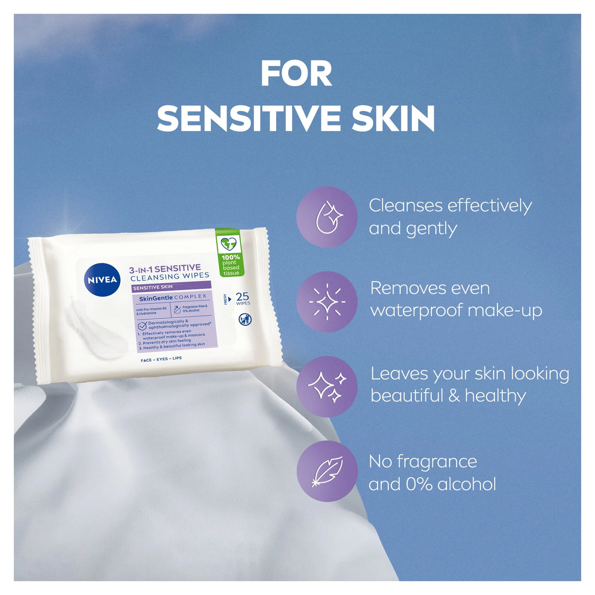 3-in-1 Sensitive Cleansing Wipes 25 Pack by NIVEA