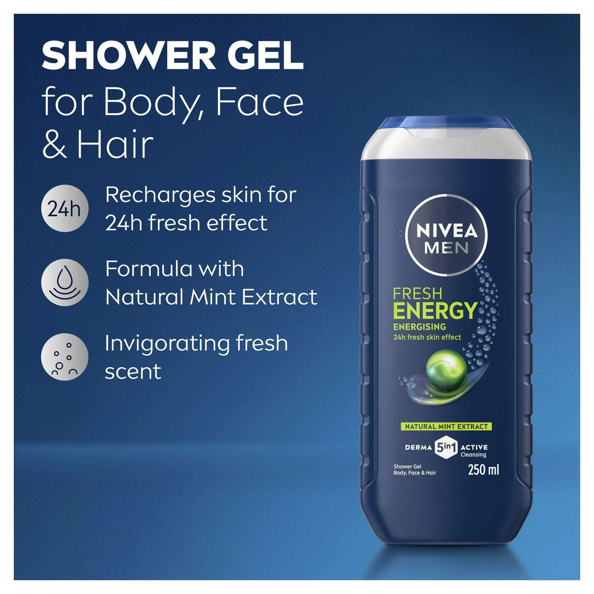 Men Energy Mint Extract Shower Gel 250ml by NIVEA