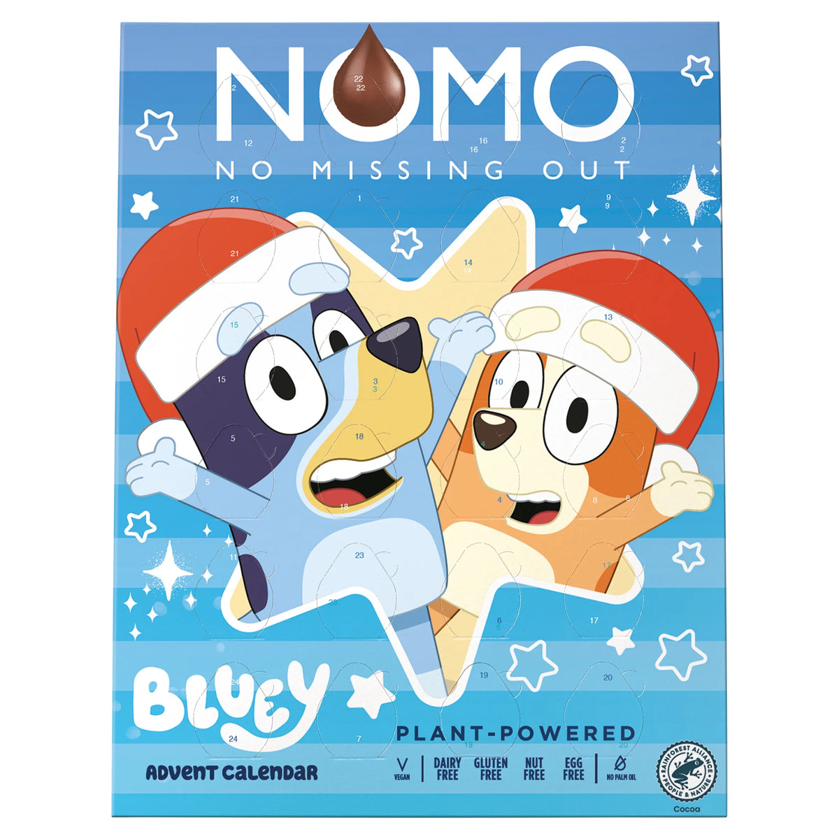 Bluey Advent Calendar 24 Creamy Choc by NOMO at The British Vault