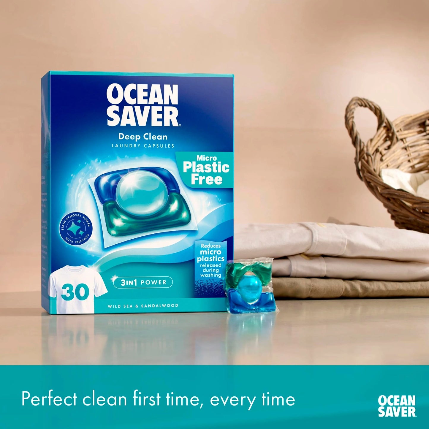 Oceansaver Plastic Free 30 Deep Clean Washing Capsules Wild Sea & by