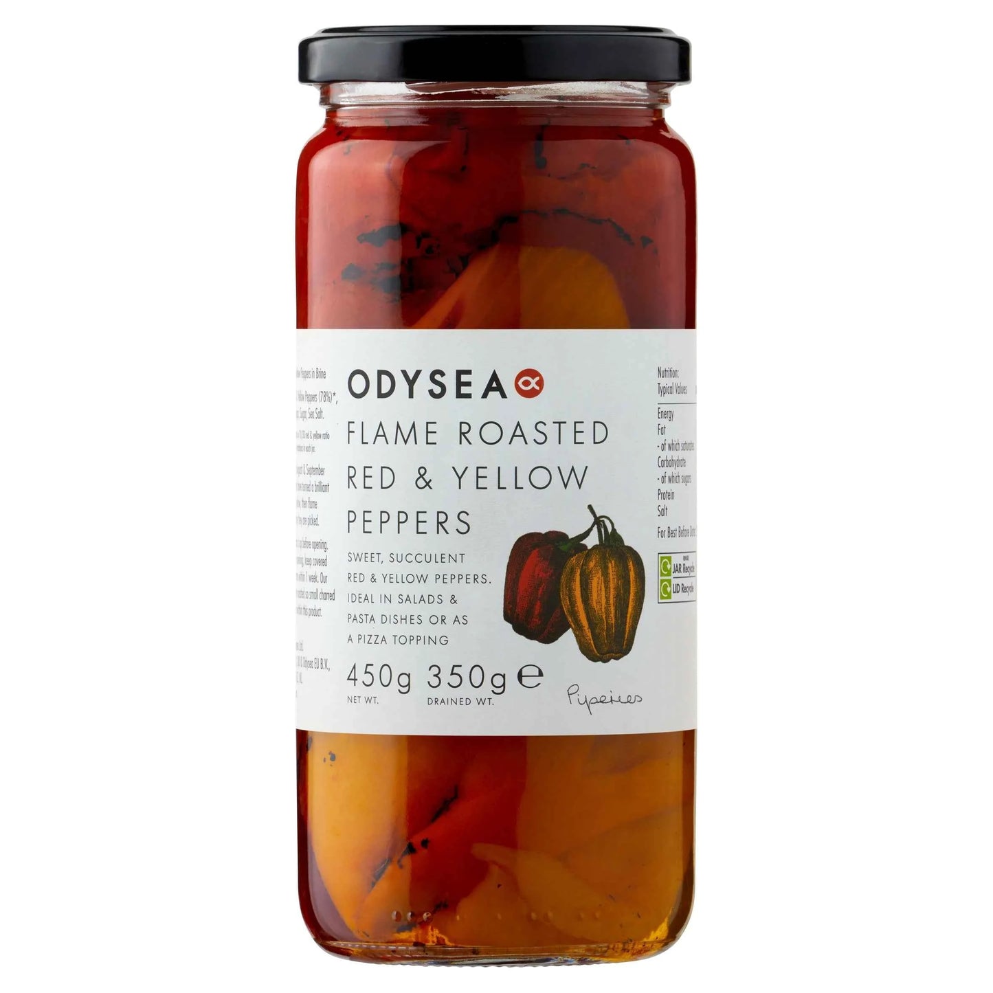 Flame Roasted Red & Yellow Peppers 450g by ODYSEA