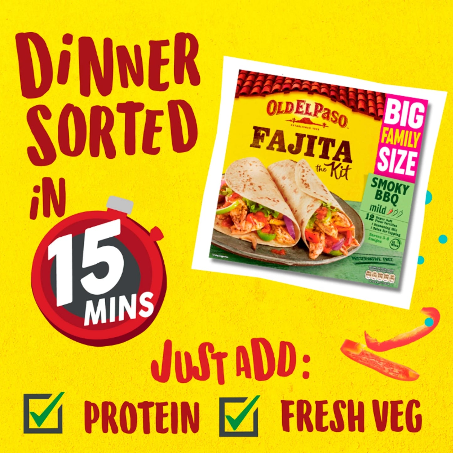 Smoky Bbq Family Fajita Kit 750g by OLD EL Paso