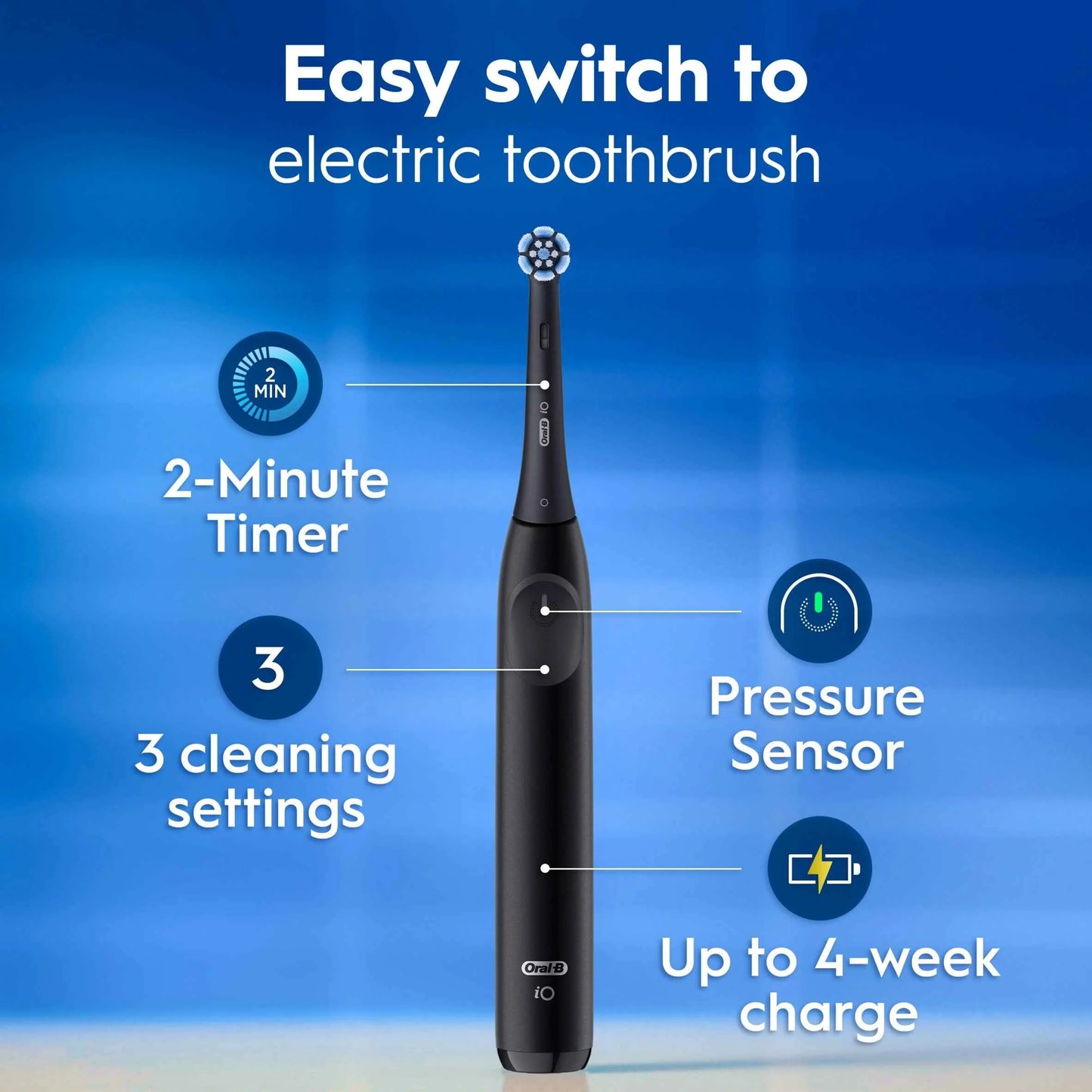 Io2 Electric Toothbrush Night Black & by Oral-B