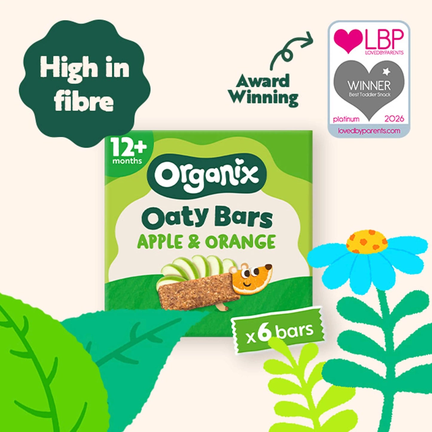 Apple & Orange Soft Oaty Bars 6x23g by ORGANIX