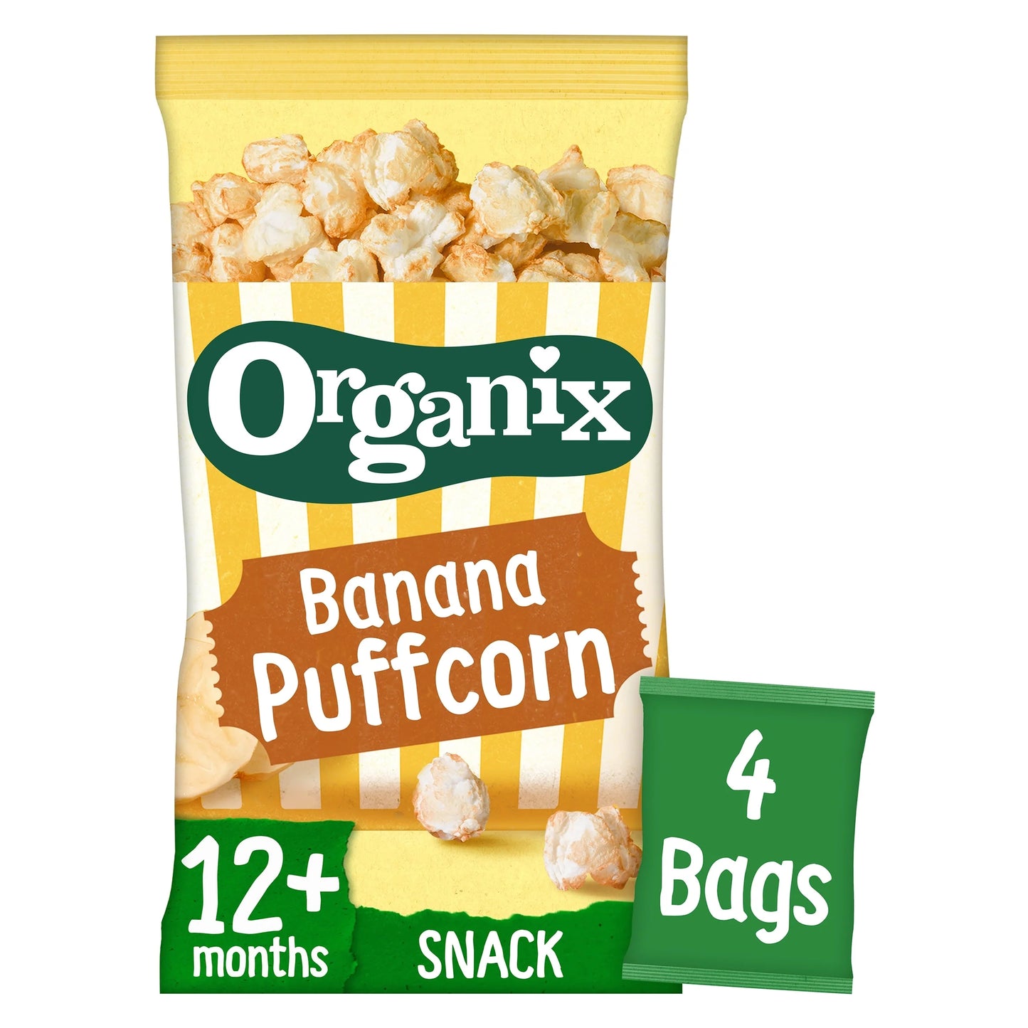 Banana Puffcorn 4 X 10g by ORGANIX