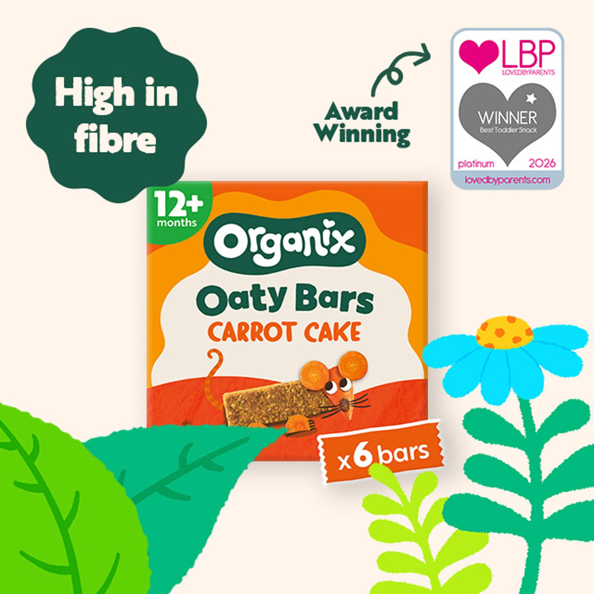 Carrot Cake Soft Oaty Bars 6x23g by ORGANIX