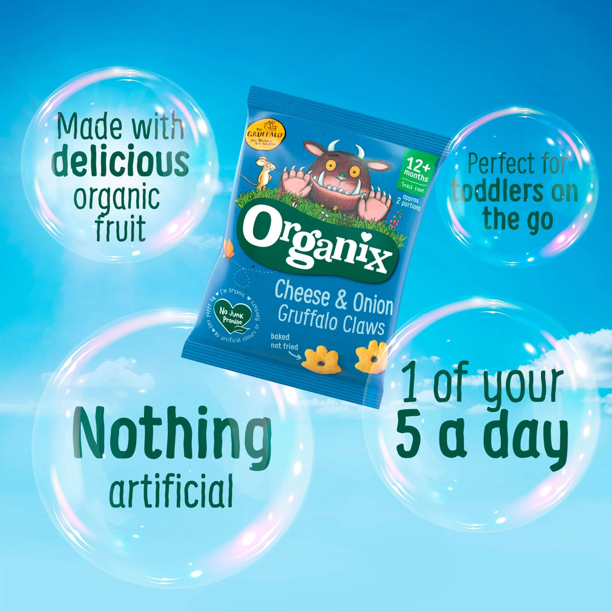 Cheese & Onion Gruffalo Claws 4x15g by ORGANIX