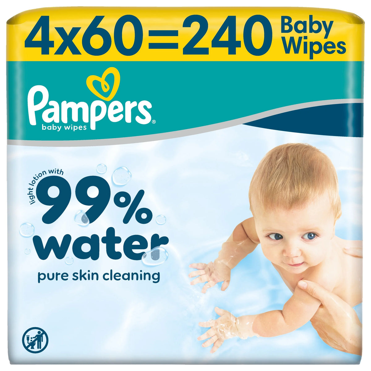 99% Water Baby Wipes 4x 60 Wipes by Pampers