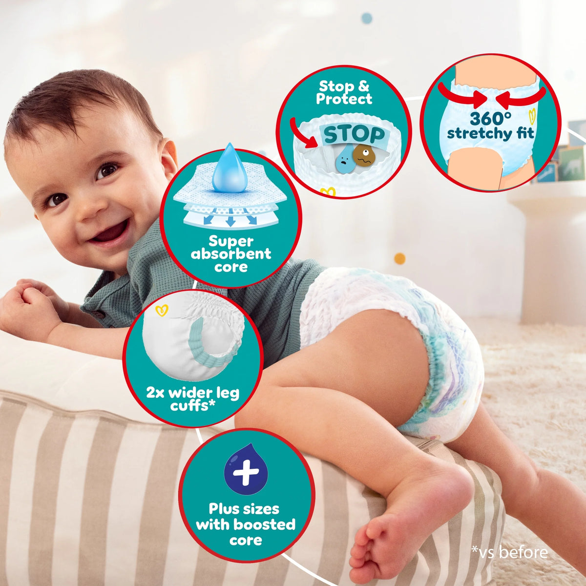 Baby-dry Nappy Pants Size 4+ Jumbo+ by Pampers