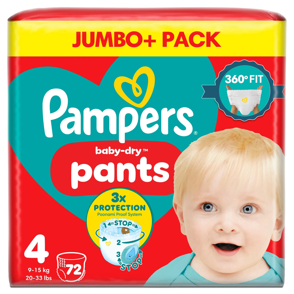 Baby-dry Nappy Pants Size 4 Jumbo+ by Pampers