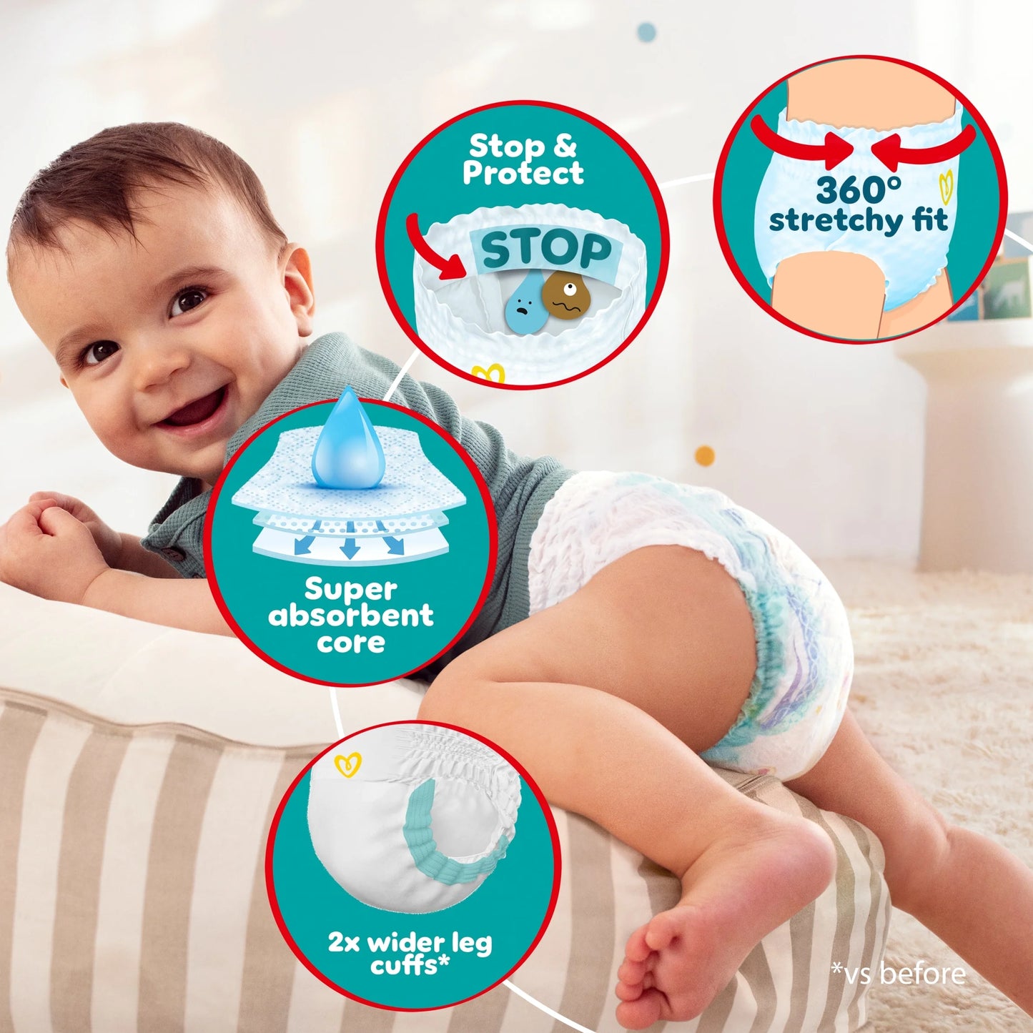 Baby Dry Nappy Pants Size 5 Jumbo+ 64 by Pampers