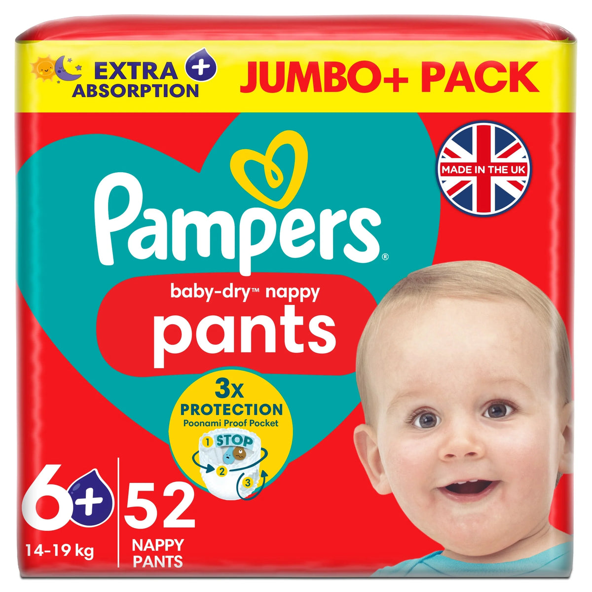 Baby-dry Nappy Pants Size 6+ Jumbo+ by Pampers