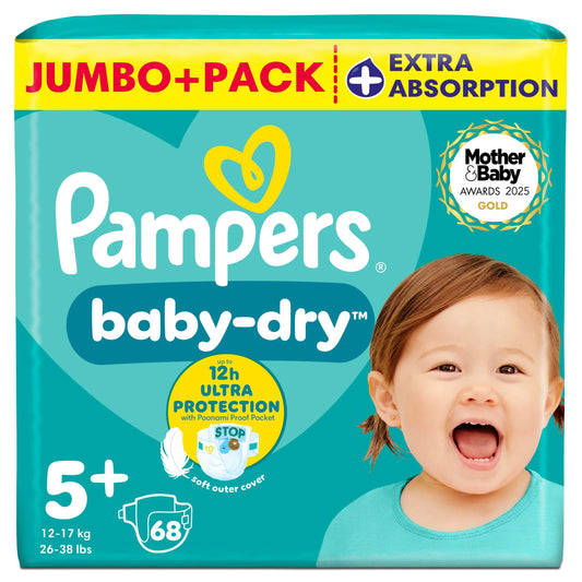 Baby Dry Size 5+ Jumbo+ Pack 68 by Pampers