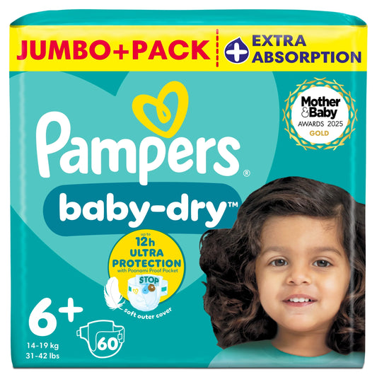 Baby-dry Size 6+, 60 Nappies, by Pampers