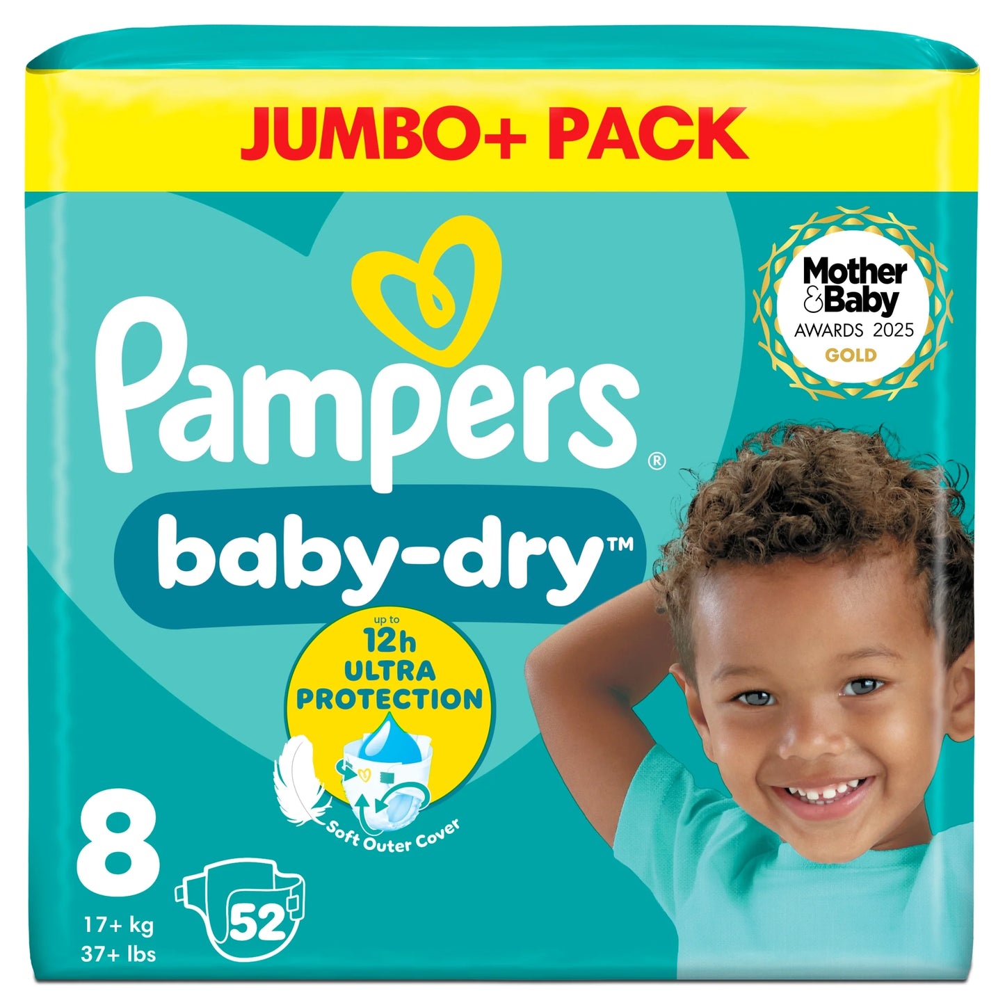 Baby Dry Size 8 Jumbo+ 52 Nappies by Pampers