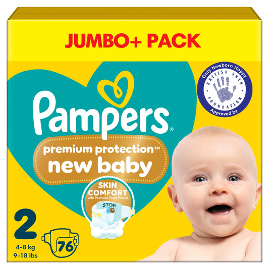 New Baby Size 2 76 Nappies Jumbo+ Pack by Pampers