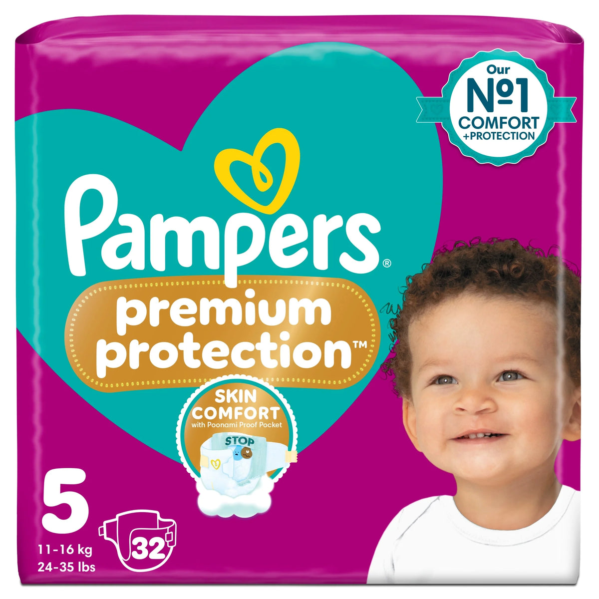 Premium Protection Size 5 32 Nappies by Pampers