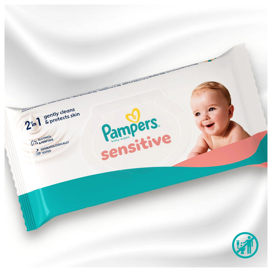 Sensitive Baby Wipes 0% Plastic 12x52 by Pampers