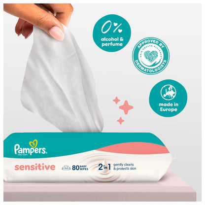 Sensitive Baby Wipes 0% Plastic 4 X by Pampers