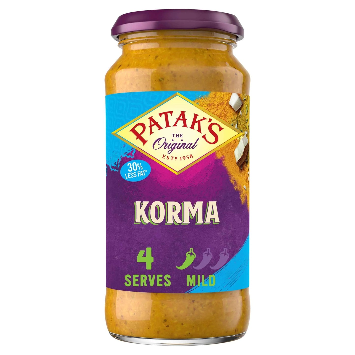Korma Sauce 30% Less Fat 450g by PATAK'S