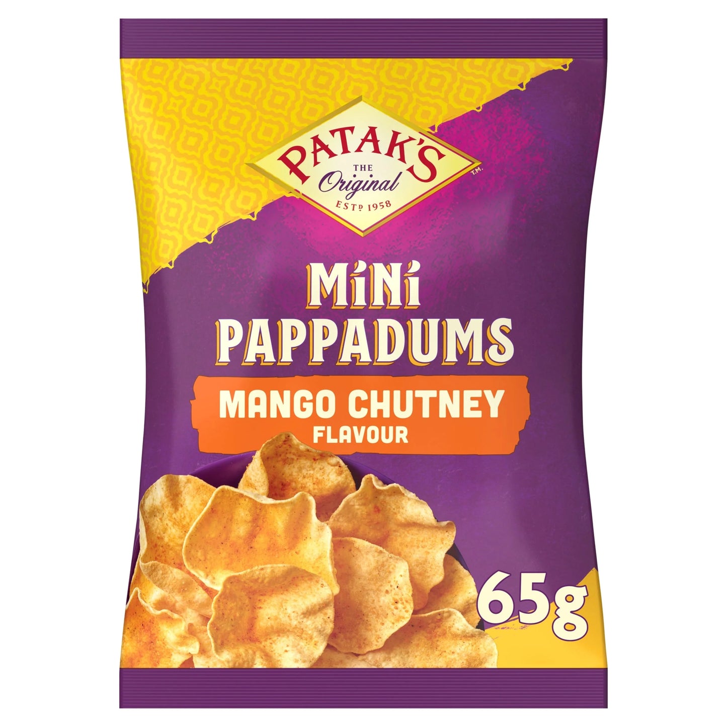 Mango Chutney Mini Pappadums 65g by PATAK'S