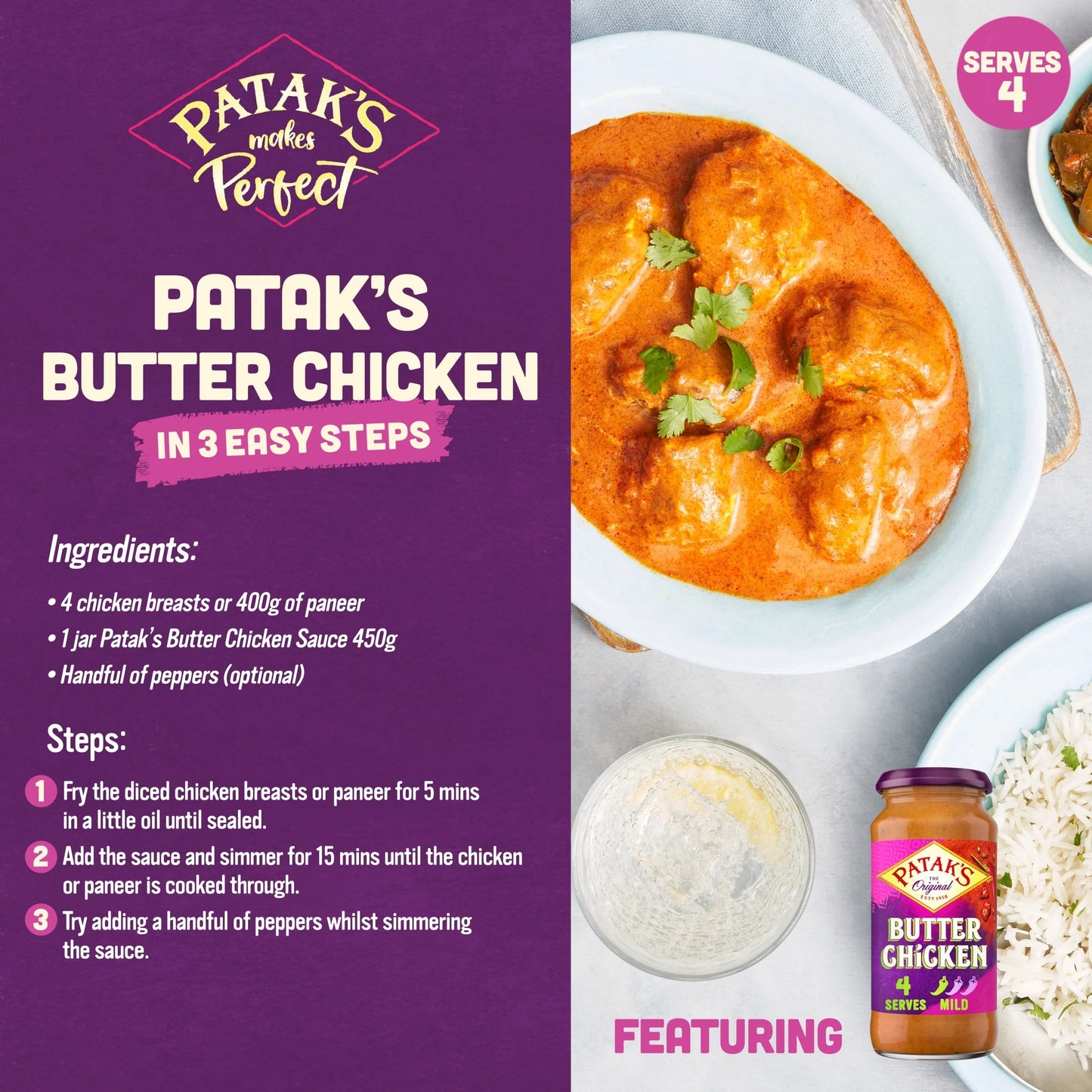 Pataks Butter Chicken Cooking Sauce 450g by PATAK'S