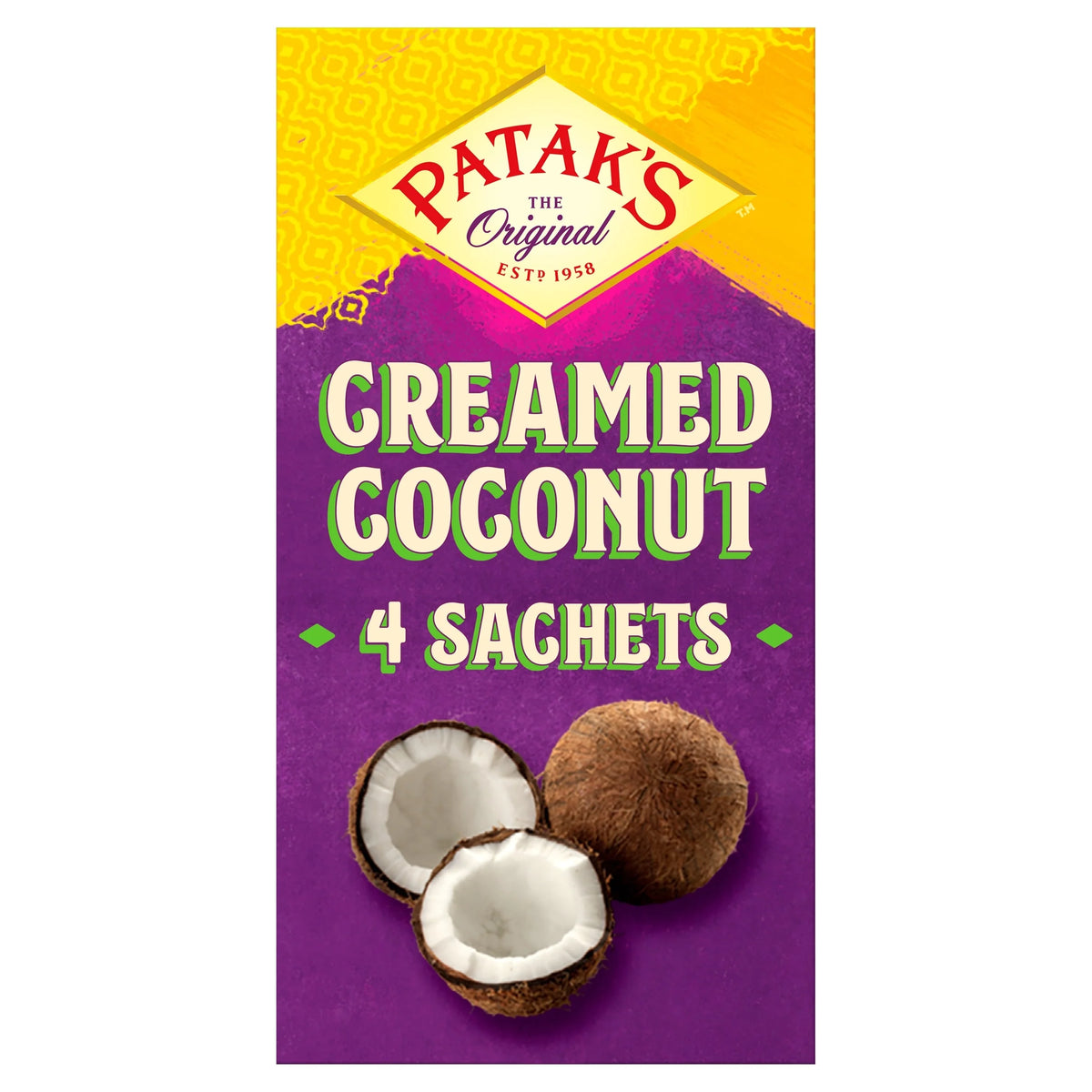 Pataks Creamed Coconut 4xsachets 200g by PATAK'S