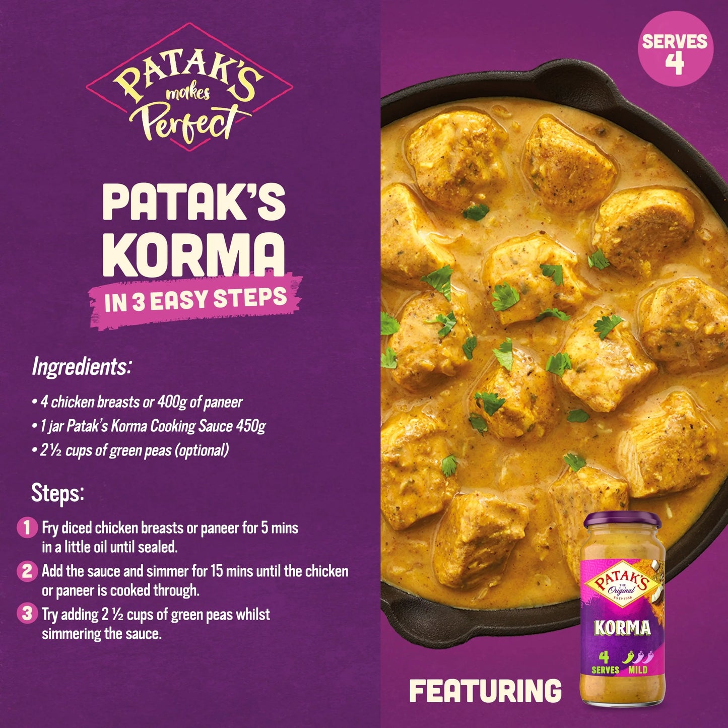 Pataks Mild Korma Sauce 450g by PATAK'S