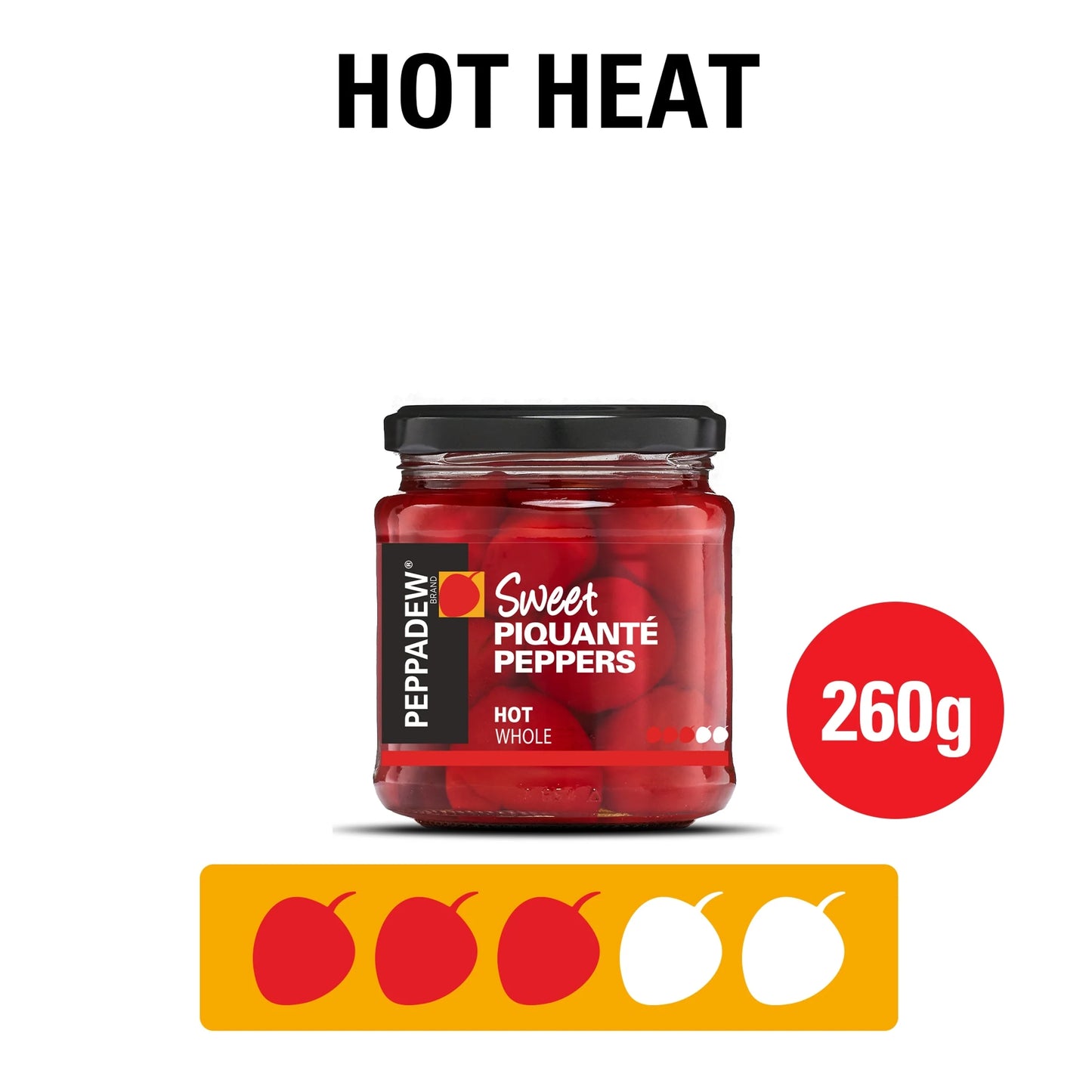 Sweet Piquante Peppers Hot Whole 260g by PEPPADEW