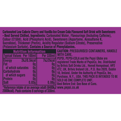 Cherry & Vanilla Flavour 8 X 330ml by PEPSI