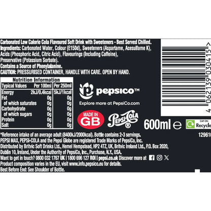 Max No Sugar 600ml by PEPSI
