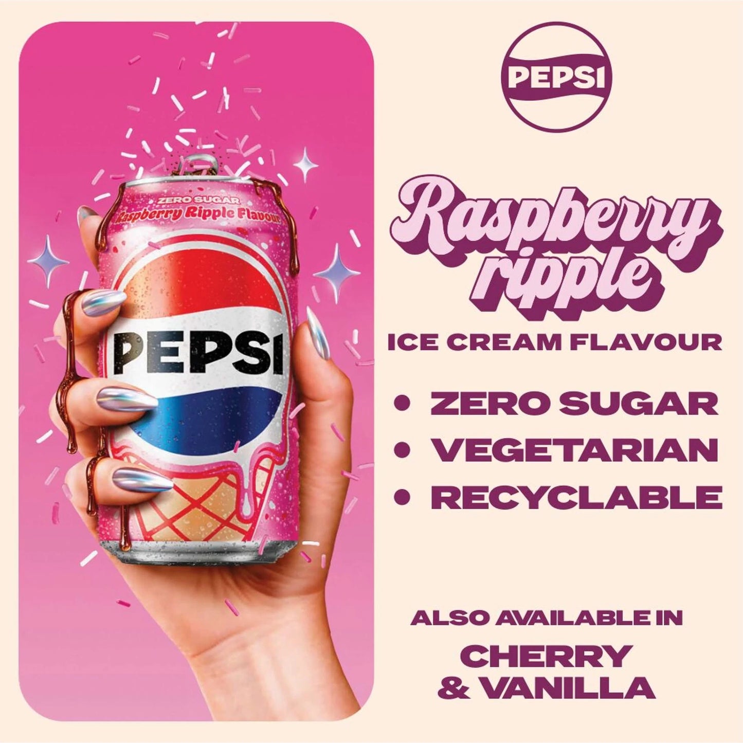 Raspberry Ripple Flavour 8 X 330ml by PEPSI