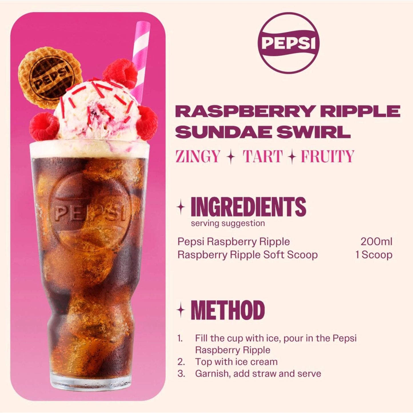 Raspberry Ripple Flavour 8 X 330ml by PEPSI