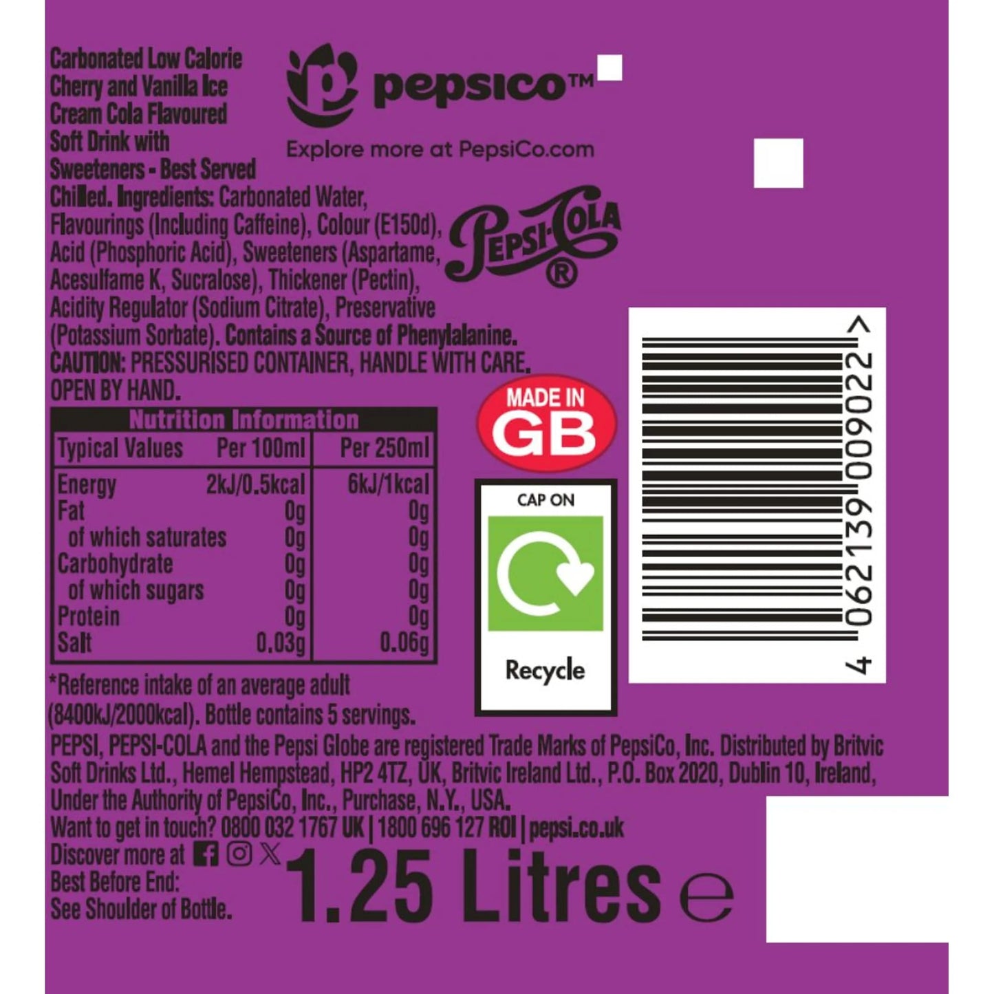 Zero Sugar Cherry & Vanilla Flavour by PEPSI