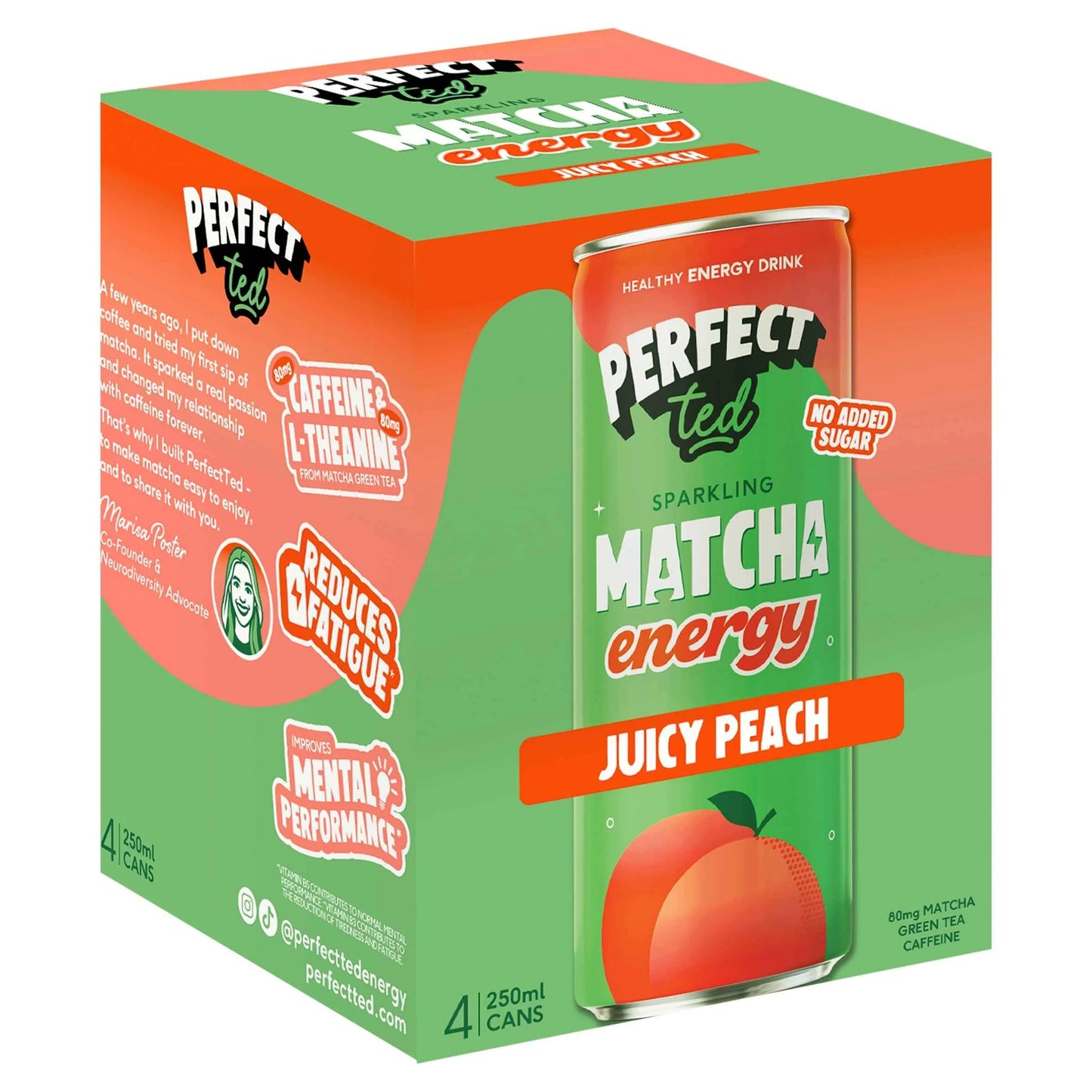 Perfectted Matcha Energy Juicy Peach 4x250ml by PERFECT ted