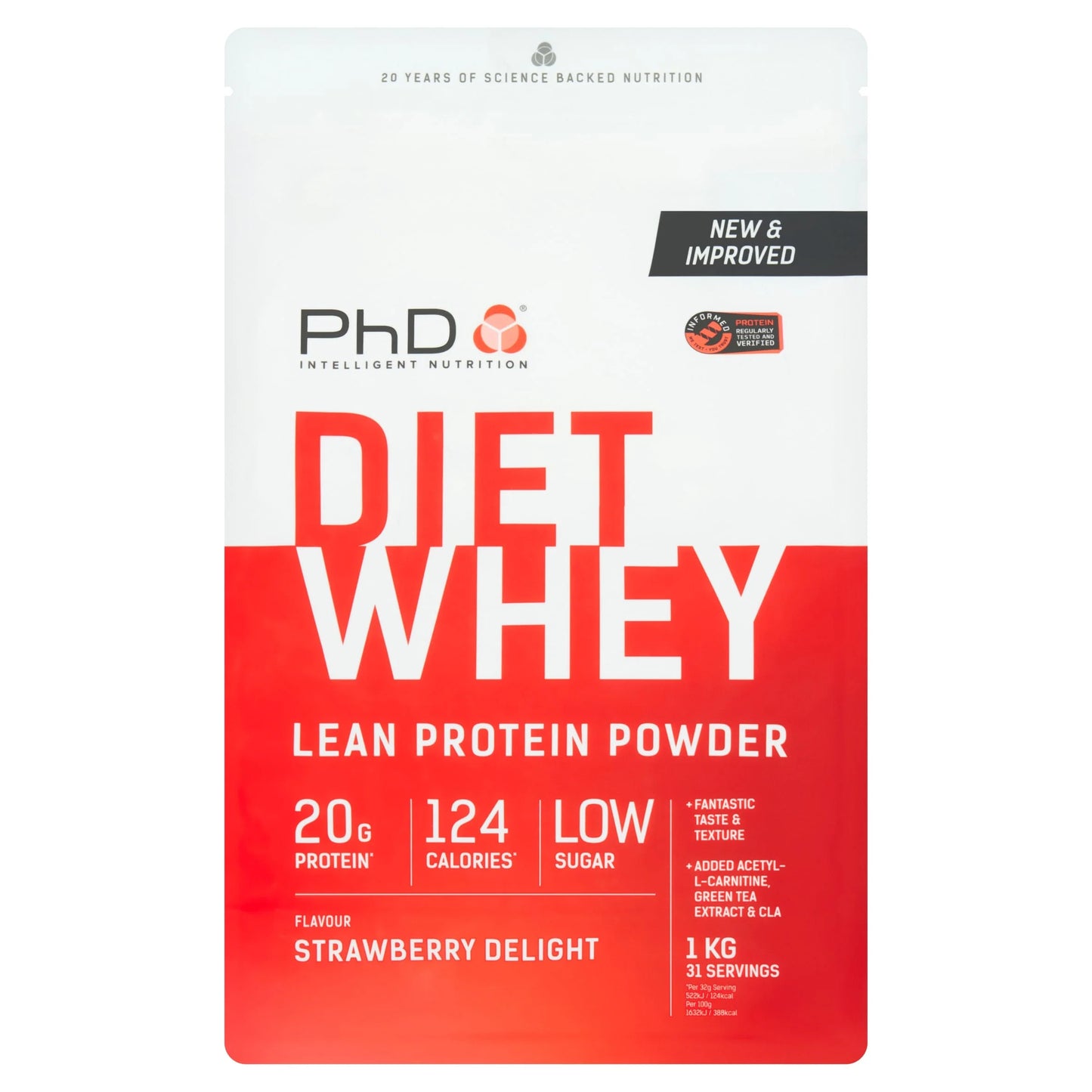 Phd Diet Whey Protein Powder - Strawberry Delight 1kg by PHD Nutrition
