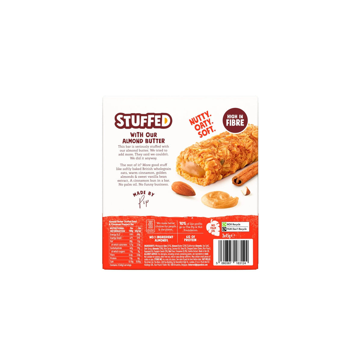 Almond Butter Stuffed Oat Bar by Pip & Nut