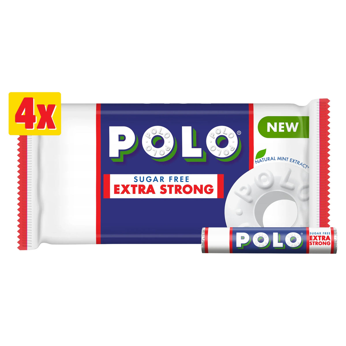 Sugar Free Extra Strong Tube 4 X 33.4g by POLO at The British Vault