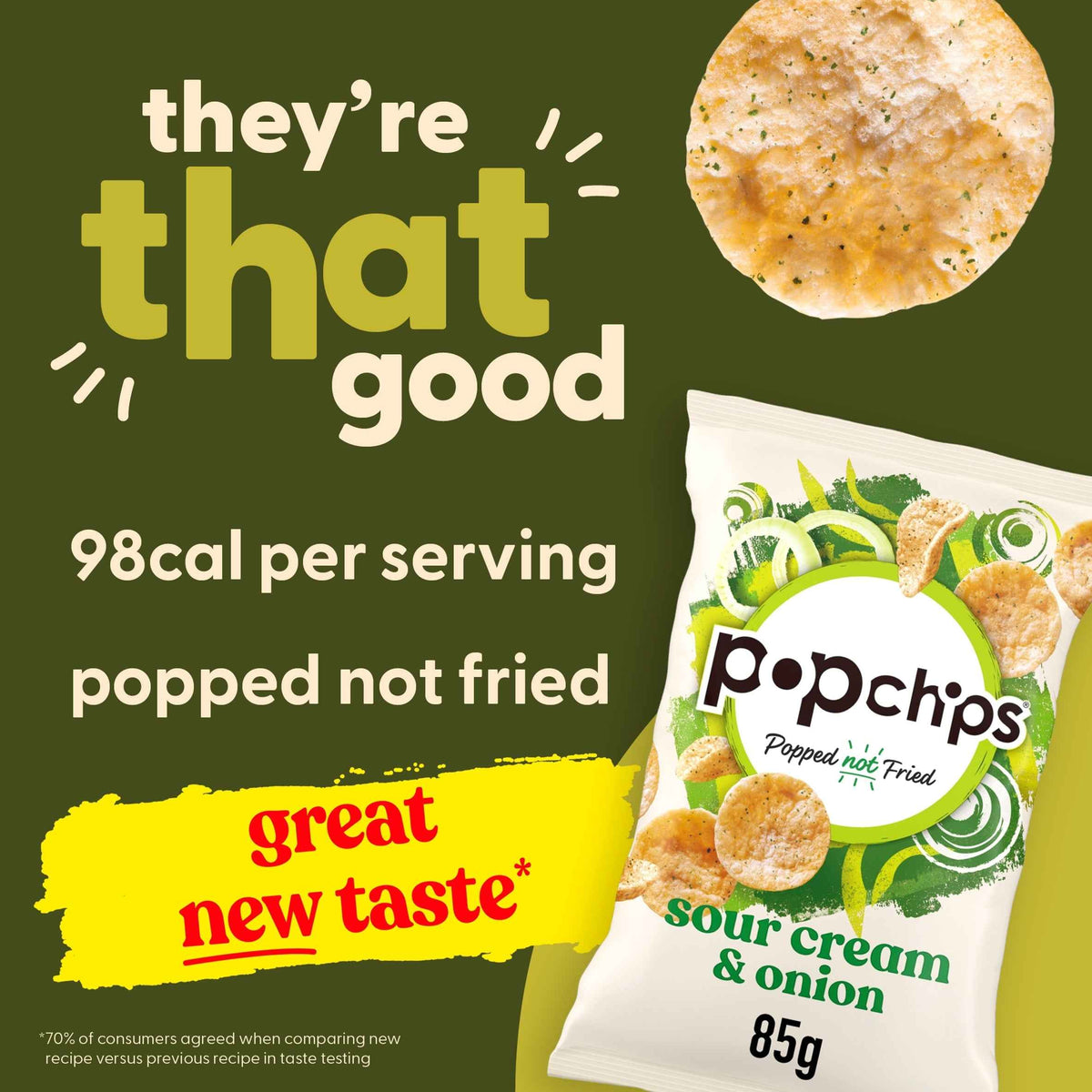 Sour Cream & Onion Sharing Crisps 85g by popchips