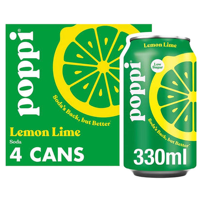 Lemon & Lime Soda Cans 4x330ml by poppi