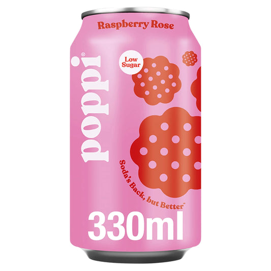 Raspberry & Rose Soda Can 330ml by poppi