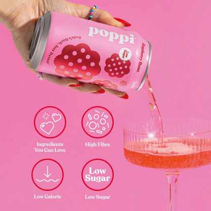 Raspberry & Rose Soda Can 330ml by poppi