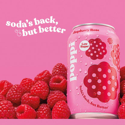 Raspberry & Rose Soda Cans 4x330ml by poppi