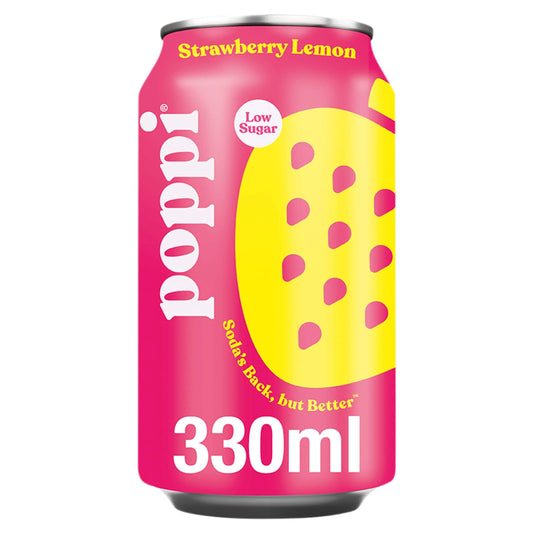 Strawberry & Lemon Soda Can 330ml by poppi